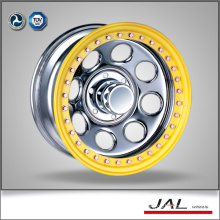 Yellow Lip Chrome Finish Golden Beadlock 4x4 Car Wheel Rim Trailer Wheel